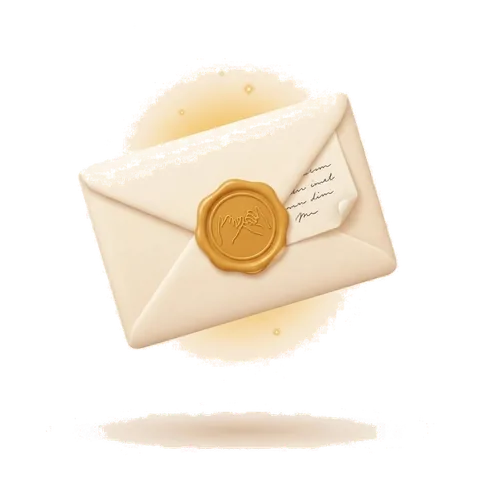 A sealed envelope with a gold pinky-promise seal
